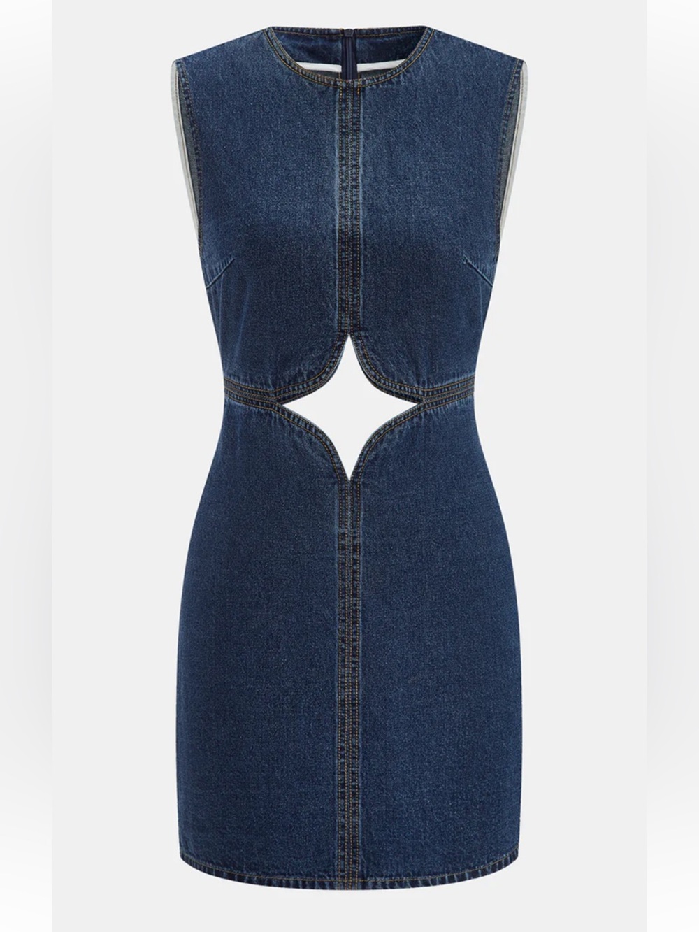 Commense Cutout Sleeveless Denim Mini Dress